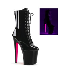 Xtreme 8 Inch Black Patent Platform UV Heel Boots