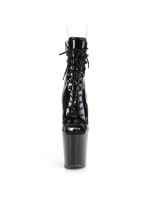 Xtreme 8 Inch Black Patent Platform Peep Toe Boots