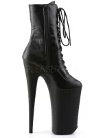 Beyond 10 Inch Heel Black Lace Up Ankle Boots