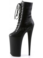 Beyond 10 Inch Heel Black Lace Up Ankle Boots