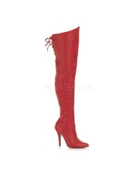 Legend Red Lace up Back Leather Thigh High Boots