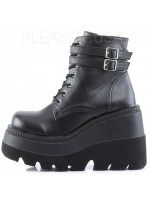 Shaker 52 Lace Up Front Stacked Wedge Ankle Boots