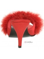 Amour Red Maribou Trimmed Slipper