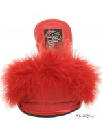 Amour Red Maribou Trimmed Slipper