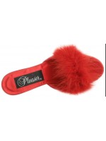 Amour Red Maribou Trimmed Slipper