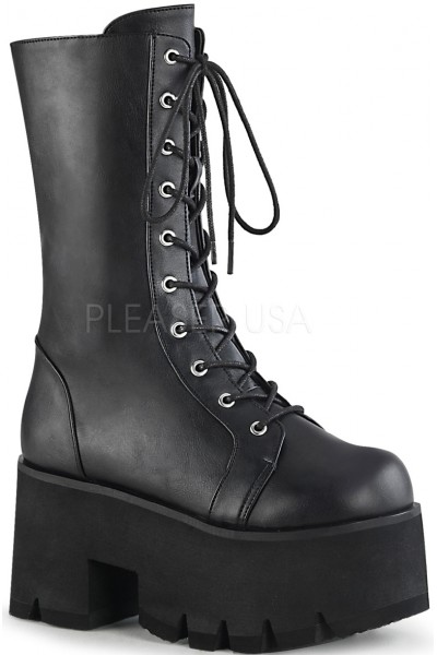 Ashes Womens Mid-Calf Platform Combat Boots