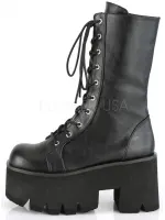 Ashes Womens Mid-Calf Platform Combat Boots