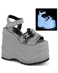 Bat Buckle Wave Platform Grey Platform Sandal