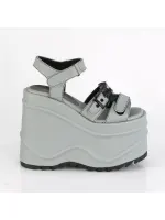 Bat Buckle Wave Platform Grey Platform Sandal