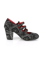 Bat Buckled Vivika Triple Strap Patterned Mary Janes