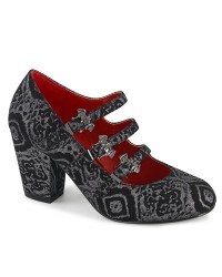 Bat Buckled Vivika Triple Strap Patterned Mary Janes