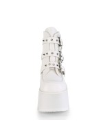 Ashes Bat Buckled White Ankle Boots