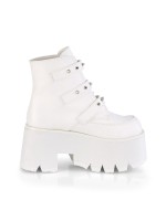 Ashes Bat Buckled White Ankle Boots