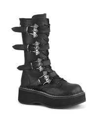 Emily Black Bat Buckled Boots for Women