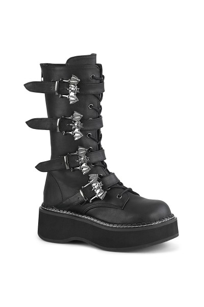 Emily Black Bat Buckled Boots for Women