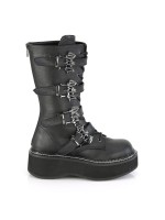 Emily Black Bat Buckled Boots for Women