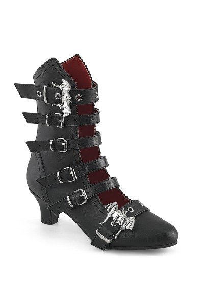 Flora Gothic Bat Buckled Ankle Boots for Women