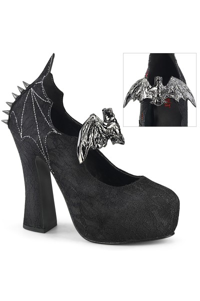 Demon Bat Black Lace Mary Jane Pumps