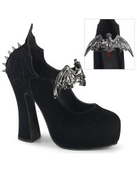 Demon Bat Black Velvet Mary Jane Pumps