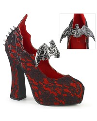 Demon Bat Red and Black Lace Mary Jane Pumps