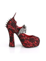 Demon Bat Red and Black Lace Mary Jane Pumps