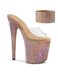 Bejeweled Rose Gold 8 Inch High Platform Sandal