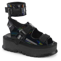 Slacker Black Platform Ankle Strap Sandals