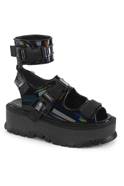 Slacker Black Platform Ankle Strap Sandals