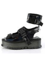 Slacker Black Platform Ankle Strap Sandals