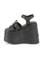 Bat Buckle Wave Platform Black Platform Sandal