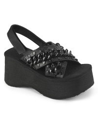 Chained Black Faux Leather Gothic Sandal