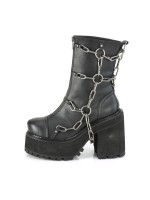 Assault Chained Block Heel Womens Combat Boots