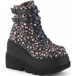 Shaker 52 Floral Print Womens Wedge Ankle Boots