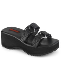 Flip Heart Charm Black Platform Sandal