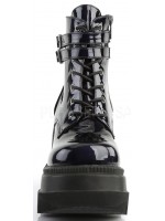 Shaker 52 Lace Up Black Hologram Wedge Ankle Boots