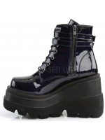 Shaker 52 Lace Up Black Hologram Wedge Ankle Boots