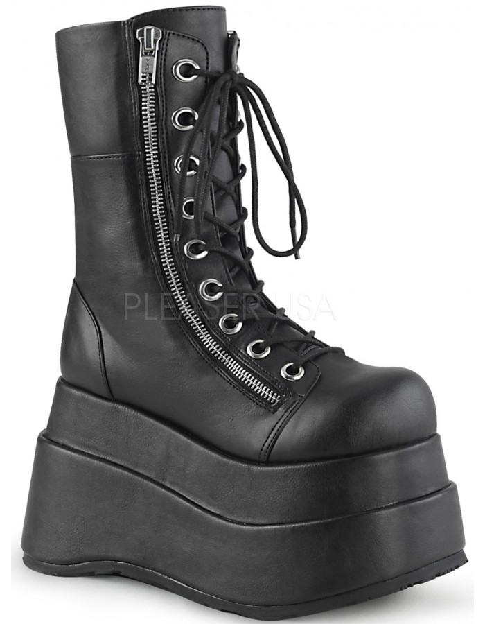 black flat platform boots