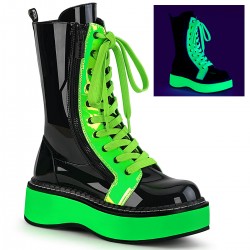 Emily Black and Neon Green Platform Mid-Calf Boots