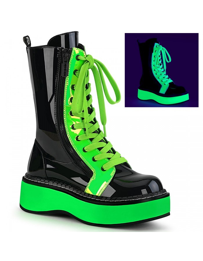 green platform ankle boots