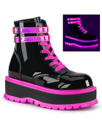 Slacker Neon Pink and Black Womens Ankle Boots