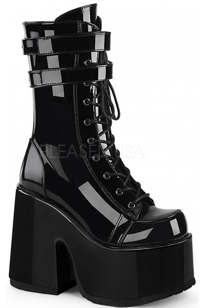 Black Patent Platform Chunky Heel Boots