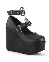 Poison Pentagram Black Gothic Wedge Mary Jane