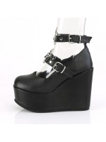 Poison Pentagram Black Gothic Wedge Mary Jane