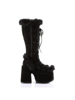 Black Faux Fur Camel-311 Platform Knee Boot