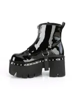 Ashes Black Patent Womens Ankle Boots