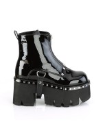 Ashes Black Patent Womens Ankle Boots