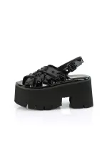 Ashes Chunky Heel Black Patent Slingback Sandal