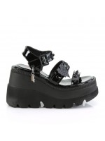 Shaker Black Patent Wedge Platform Sandal