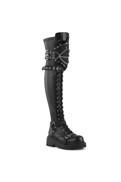 Renegade Shield Top Chained Thigh High Boots