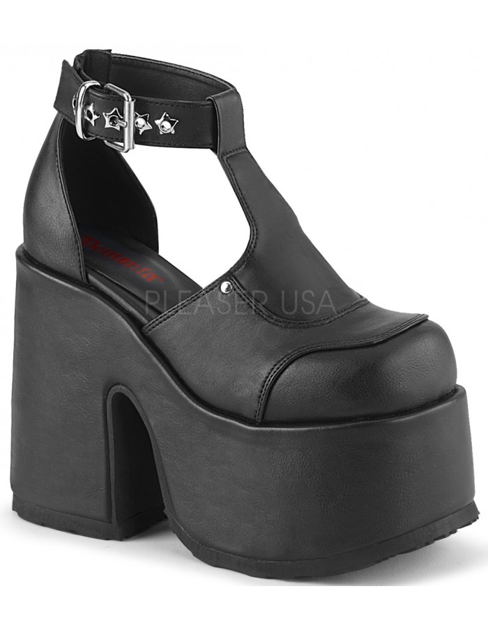 black t strap platform heels